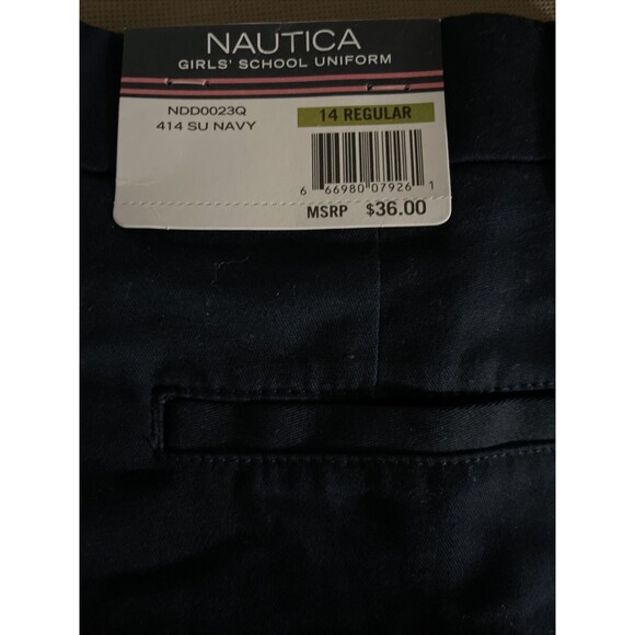 Nautica School Uniform Twill Skinny Fit Straight Leg Pants Size 14 Navy Blue - Picture 3 of 5